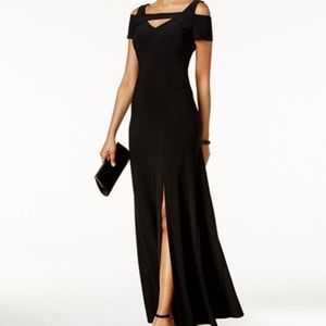 Nightway Cold-shoulder keyhole dress